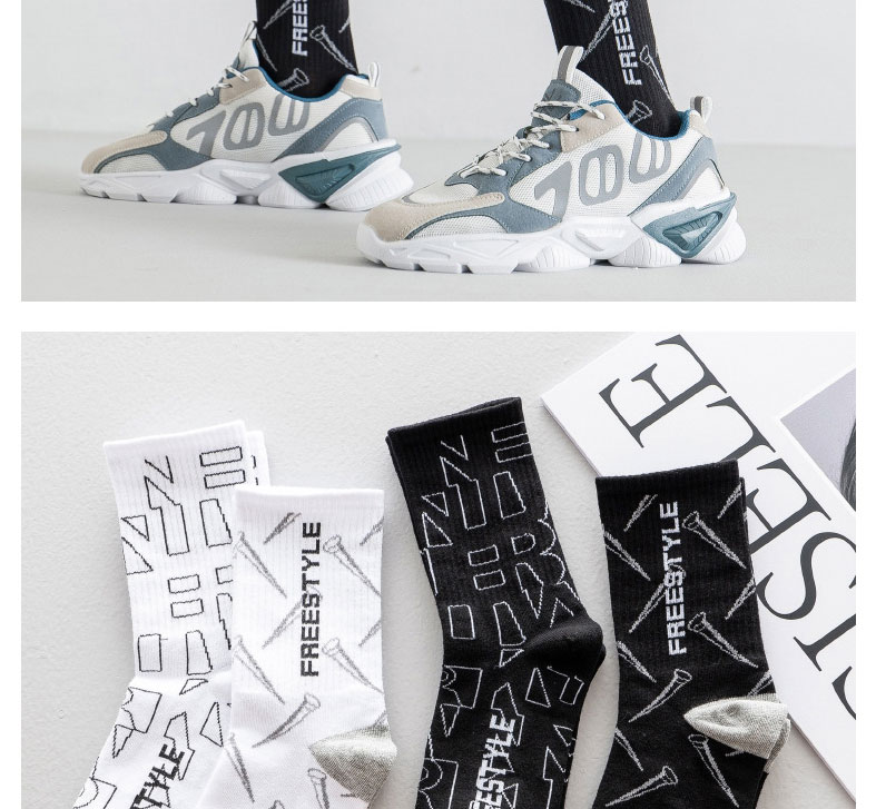 Fashion White Heel Gray Cotton Geometric Print Socks,Fashion Socks