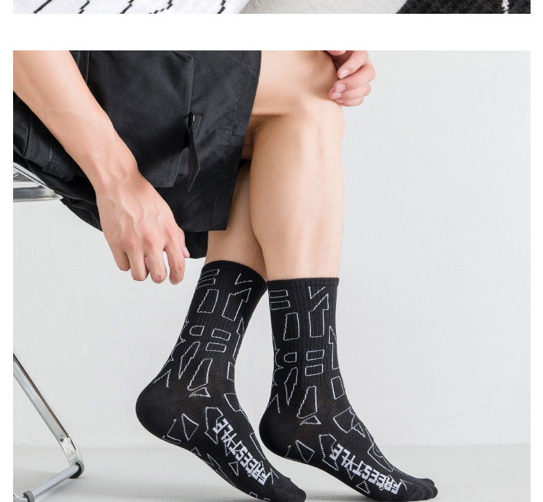 Fashion White Heel Gray Cotton Geometric Print Socks,Fashion Socks