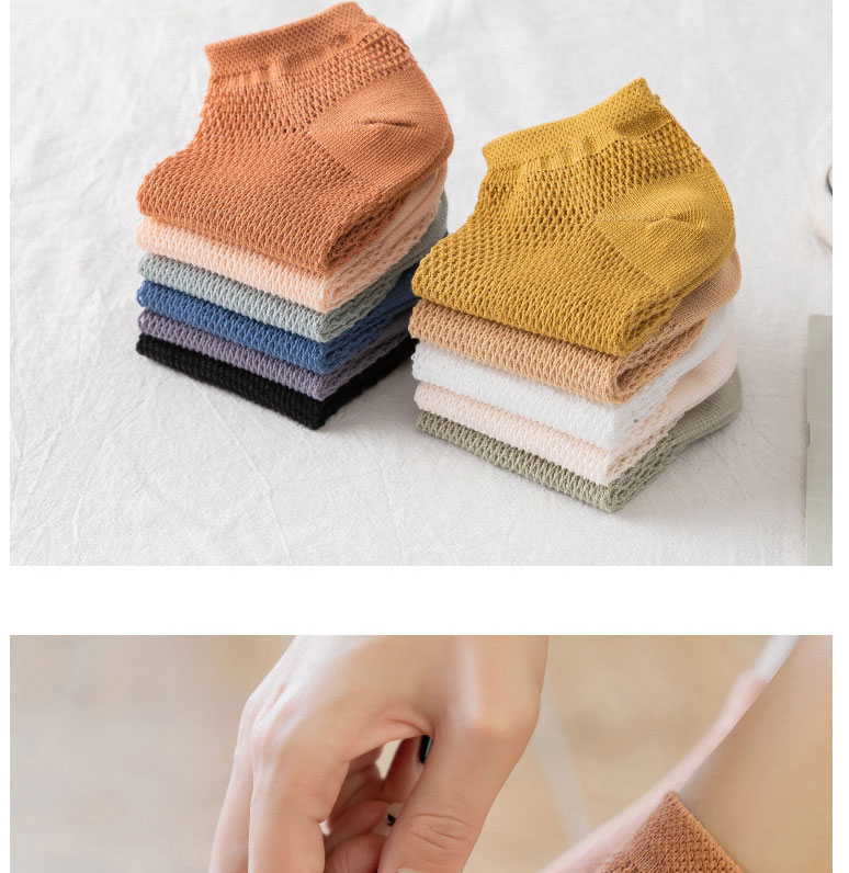 Fashion Khaki Cotton Geometric Mesh Boat Socks,Fashion Socks