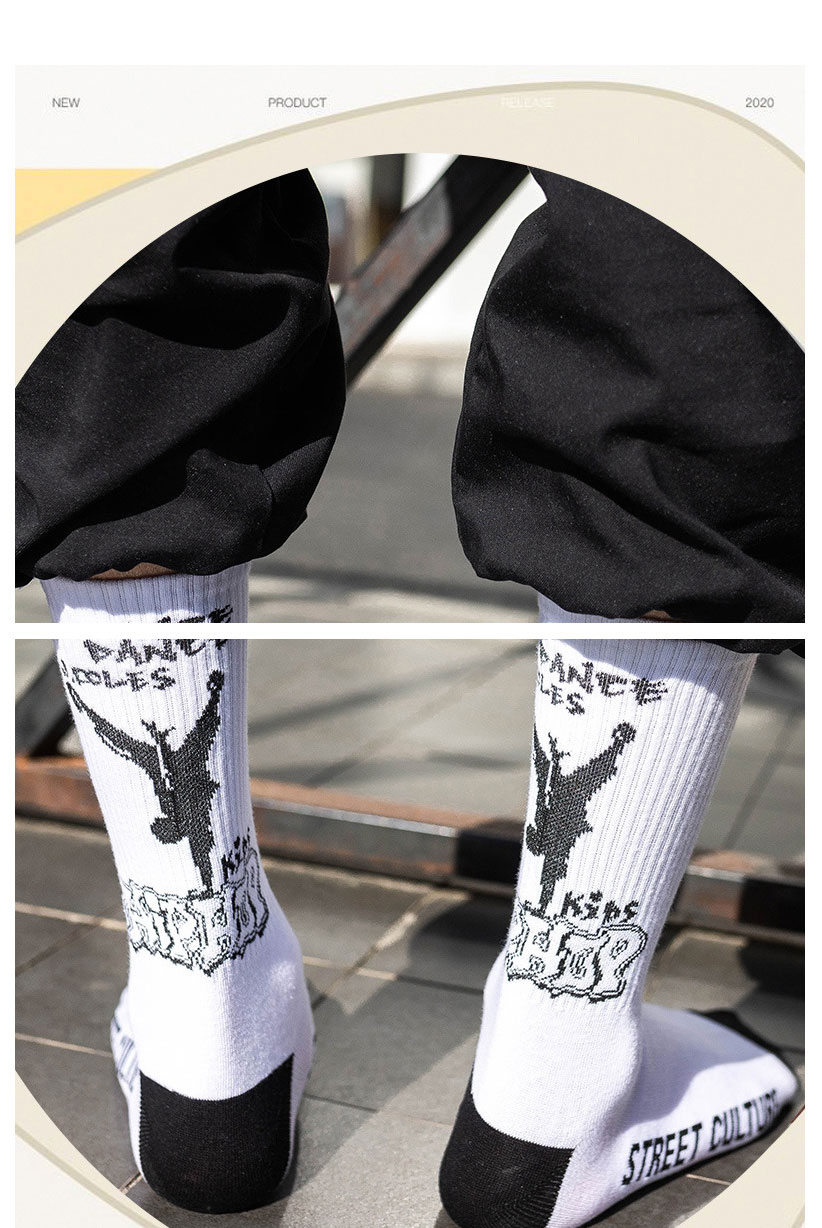 Fashion Pure White Socks Cotton Geometric Print Socks,Fashion Socks