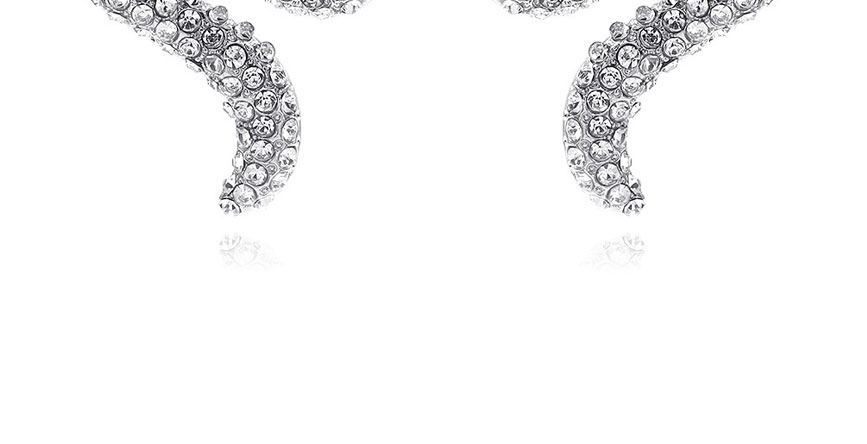 Fashion Silver Color Alloy Full Diamond Snake-shaped Earrings,Stud Earrings