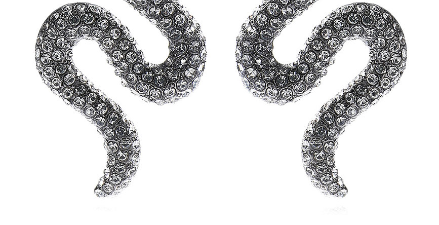 Fashion Gold Color Alloy Full Diamond Snake-shaped Earrings,Stud Earrings