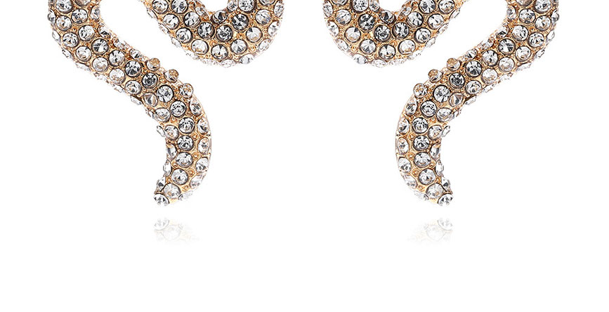 Fashion Gold Color Alloy Full Diamond Snake-shaped Earrings,Stud Earrings