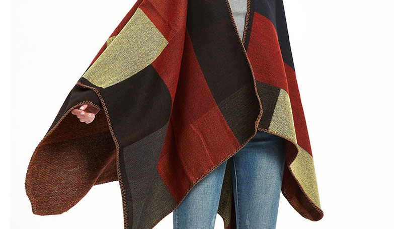 Fashion Color Geometric Color Matching Shawl,knitting Wool Scaves