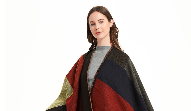 Fashion Color Geometric Color Matching Shawl,knitting Wool Scaves