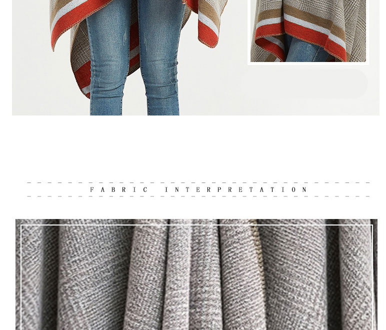 Fashion 02#grey Plaid Split Shawl,knitting Wool Scaves