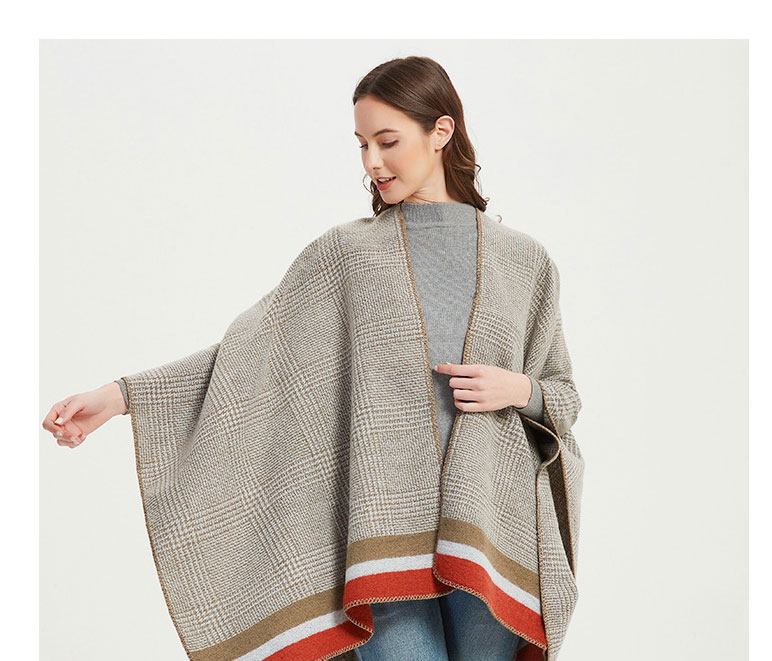 Fashion 04#dark Gray Plaid Split Shawl,knitting Wool Scaves