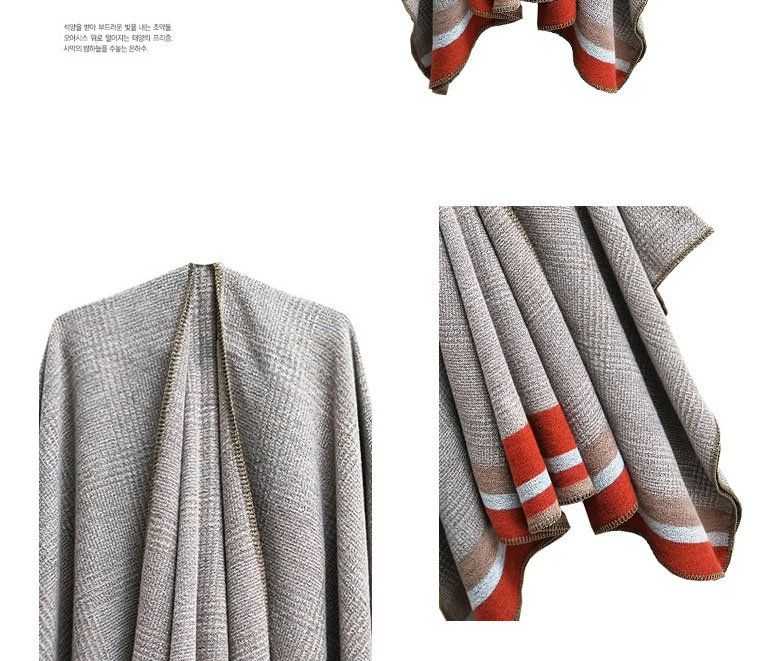 Fashion 02#grey Plaid Split Shawl,knitting Wool Scaves