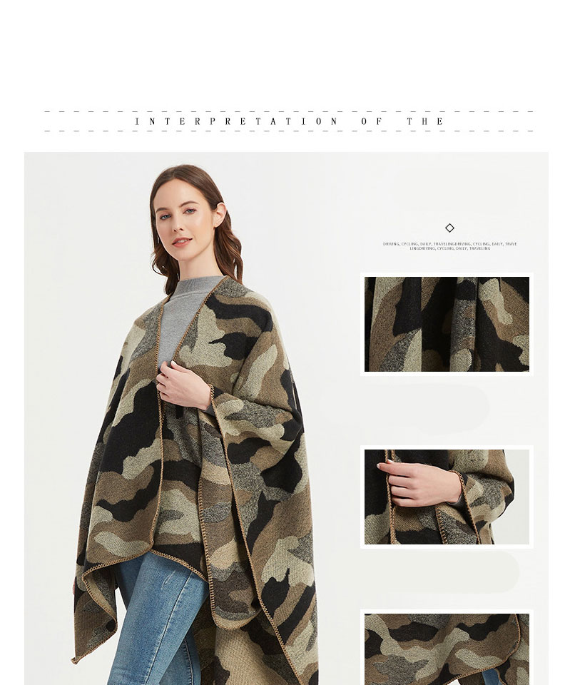 Fashion Sh33-01# Jacquard Shawl With Camouflage Slit,knitting Wool Scaves