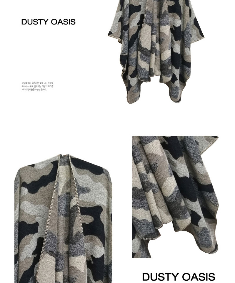 Fashion Sh27-01#black Jacquard Shawl With Camouflage Slit,knitting Wool Scaves