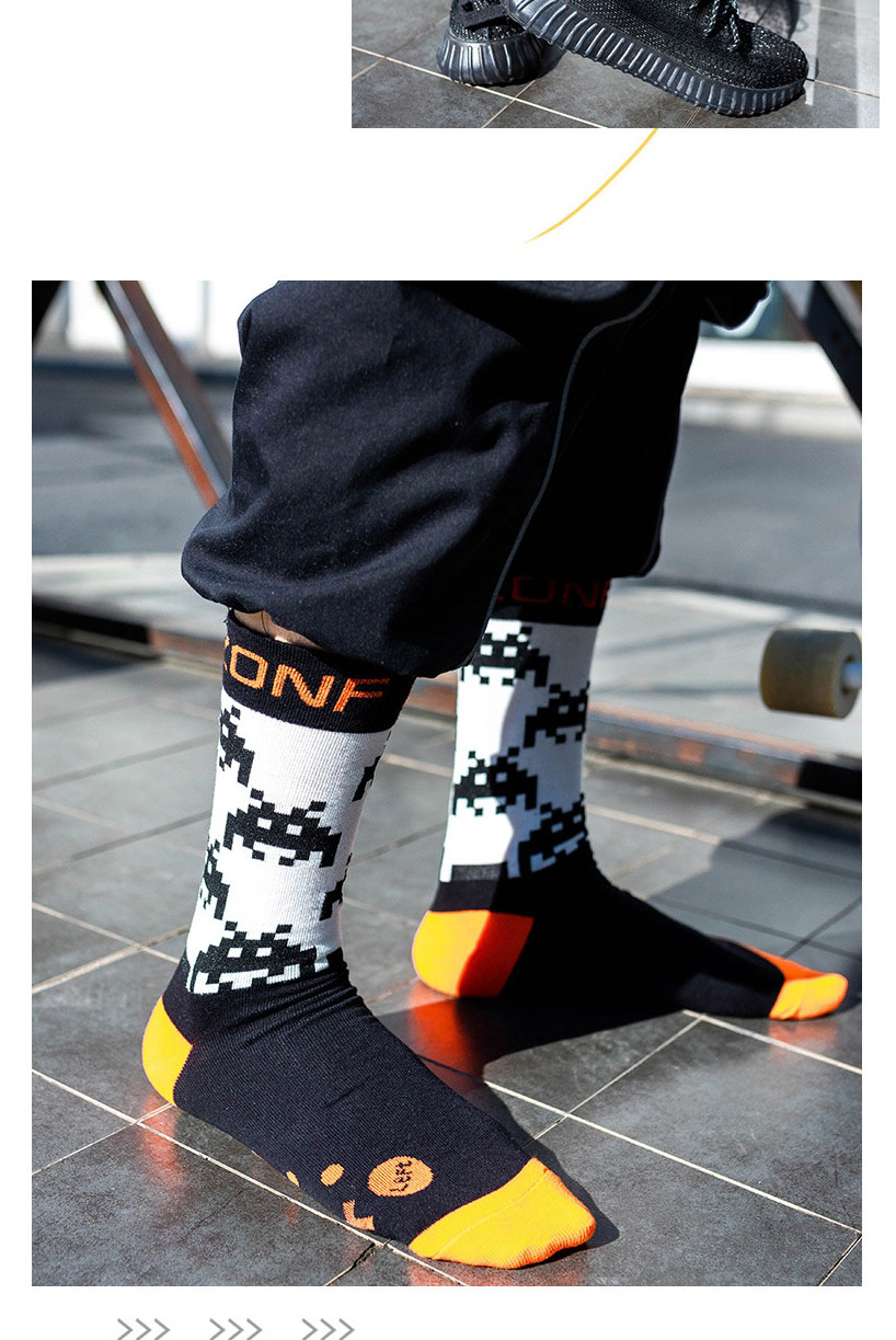 Fashion Followed By Orange Cotton Geometric Print Socks,Fashion Socks