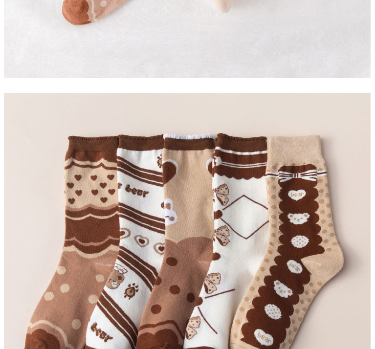 Fashion A Row Of Loving Bears Cotton Geometric Print Socks,Fashion Socks