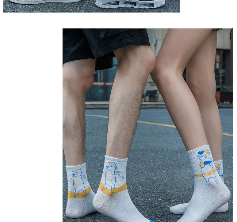 Fashion White Yellow Xx Cotton Geometric Print Socks,Fashion Socks