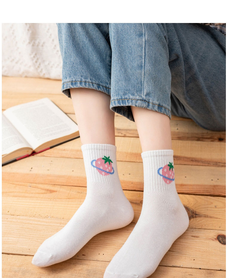 Fashion Pink Cotton Geometric Embroidered Tube Socks,Fashion Socks