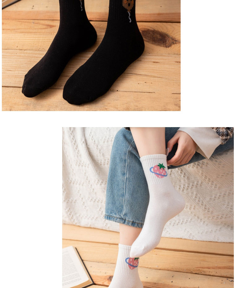 Fashion Black Cotton Geometric Embroidered Tube Socks,Fashion Socks