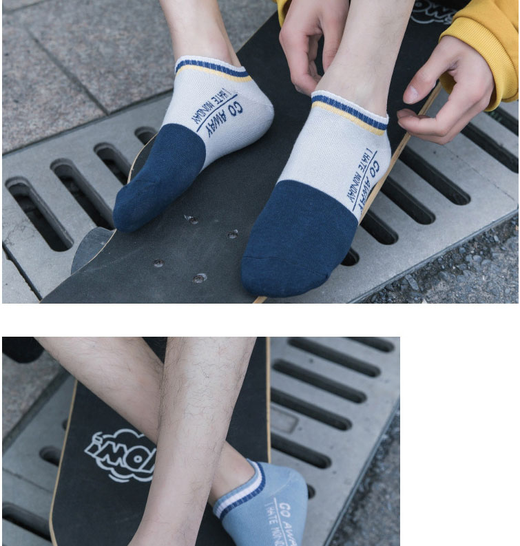 Fashion Socks White And Yellow Embroidered Cotton Socks With Color-block Letters,Fashion Socks