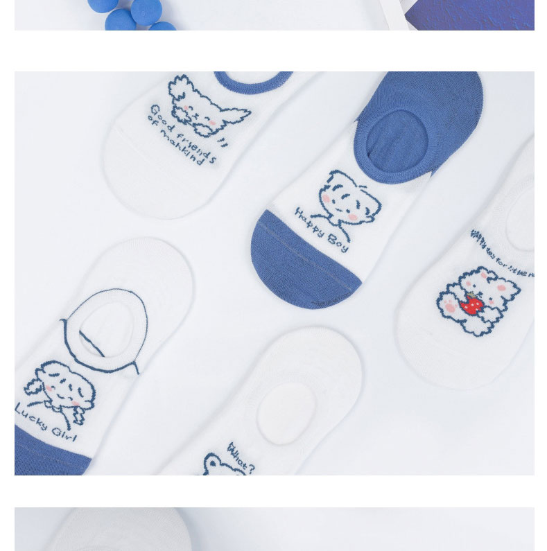 Fashion Blue Edge Rabbit Cotton Geometric Print Socks,Fashion Socks