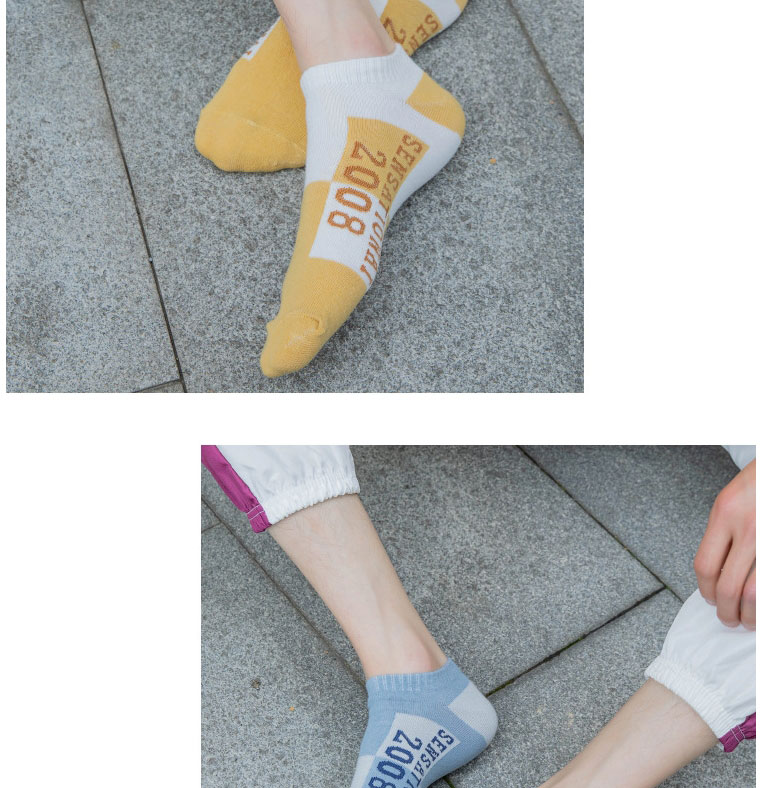 Fashion Toe Blue Cotton Geometric Embroidered Short Socks,Fashion Socks
