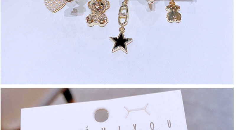 Fashion Gold Color Copper Inlaid Zirconium Bear Five-pointed Star Love Earrings Set,Earring Set