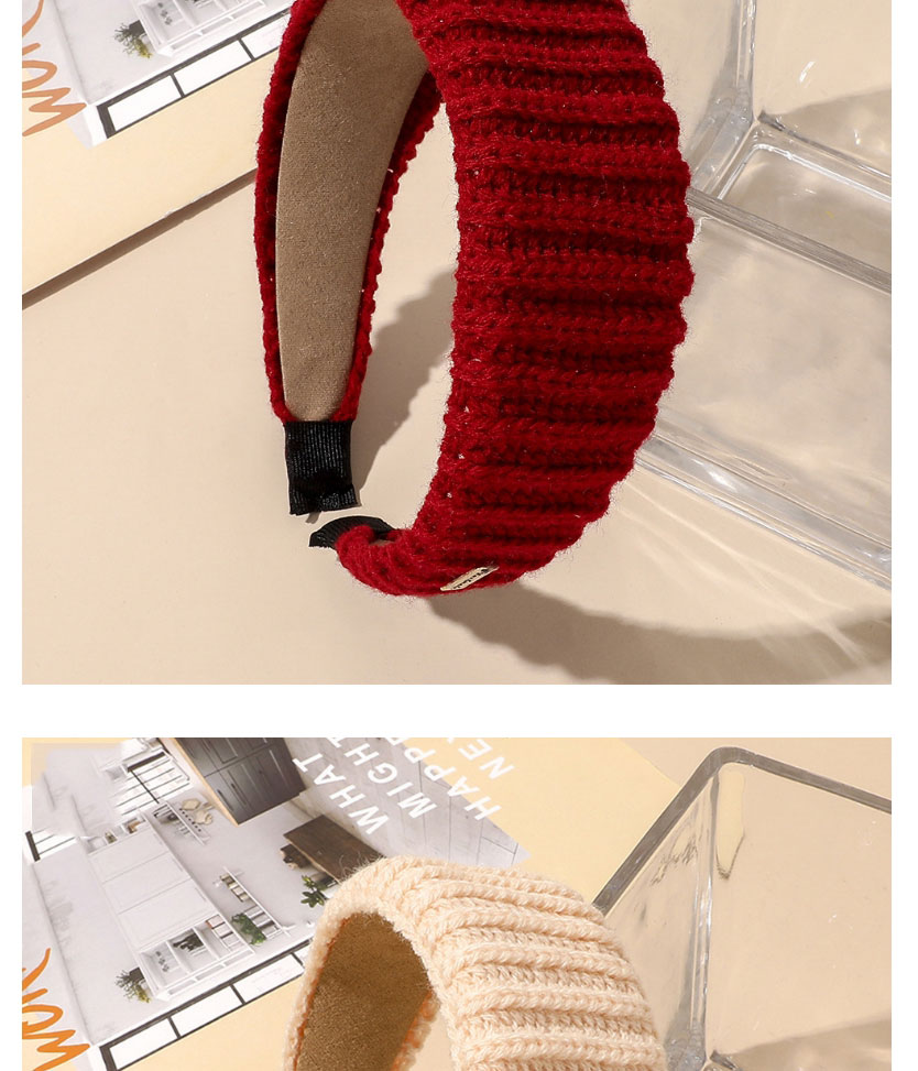 Fashion Wine Red Wool Knit Broad-brimmed Headband,Head Band