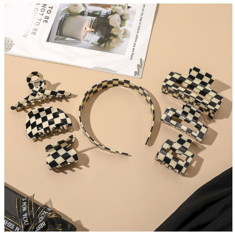Fashion Large Square Imitation Acetate Black And White Mig Clamp,Hair Claws