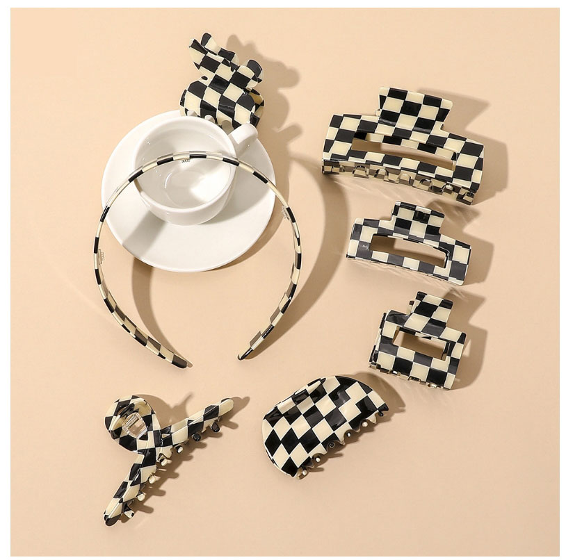 Fashion Small Square Imitation Acetate Black And White Mig Clamp,Hair Claws
