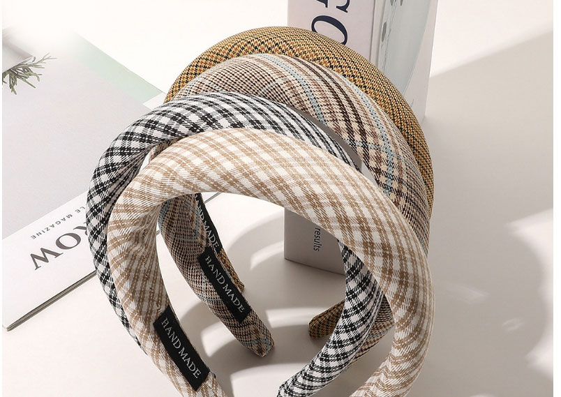 Fashion Black And White Checked Sponge Broad-brimmed Headband,Head Band