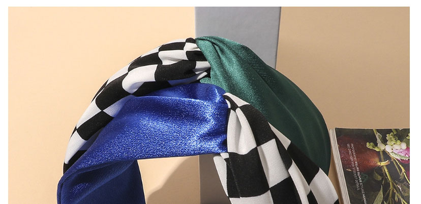 Fashion Blue Checkerboard Color Matching Headband,Head Band
