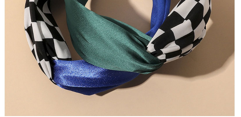 Fashion Blue Checkerboard Color Matching Headband,Head Band