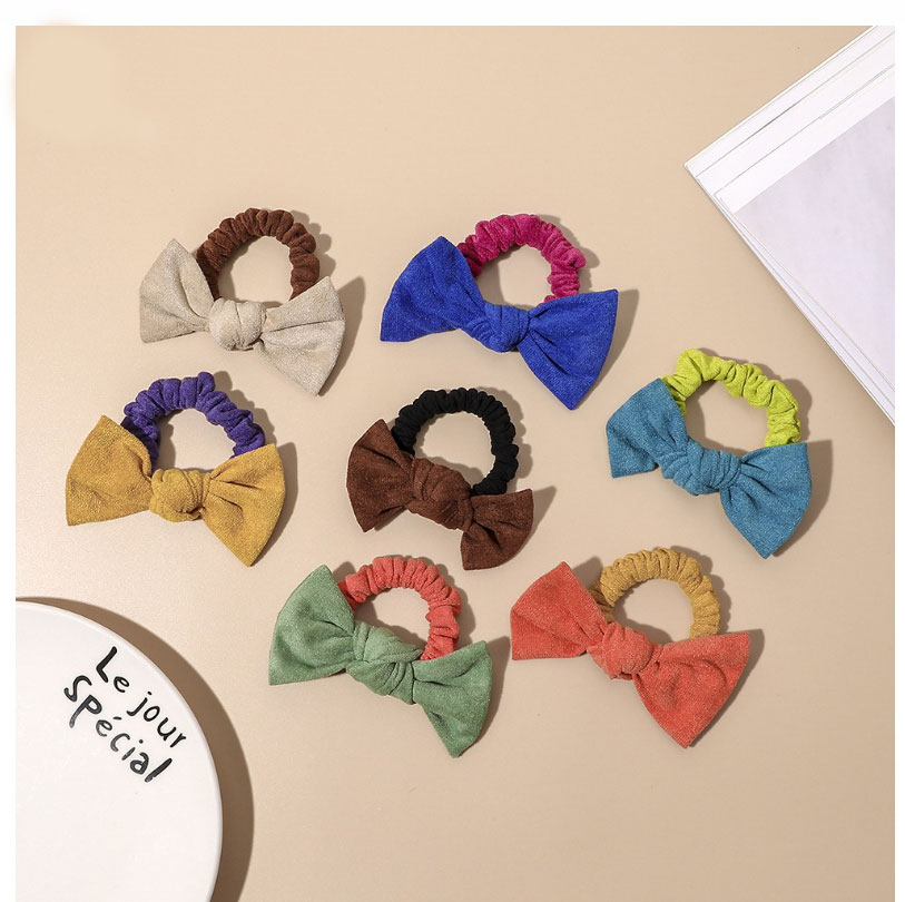Fashion Deep Coffee Suede Color Matching Bow Hair Tie,Hair Ring