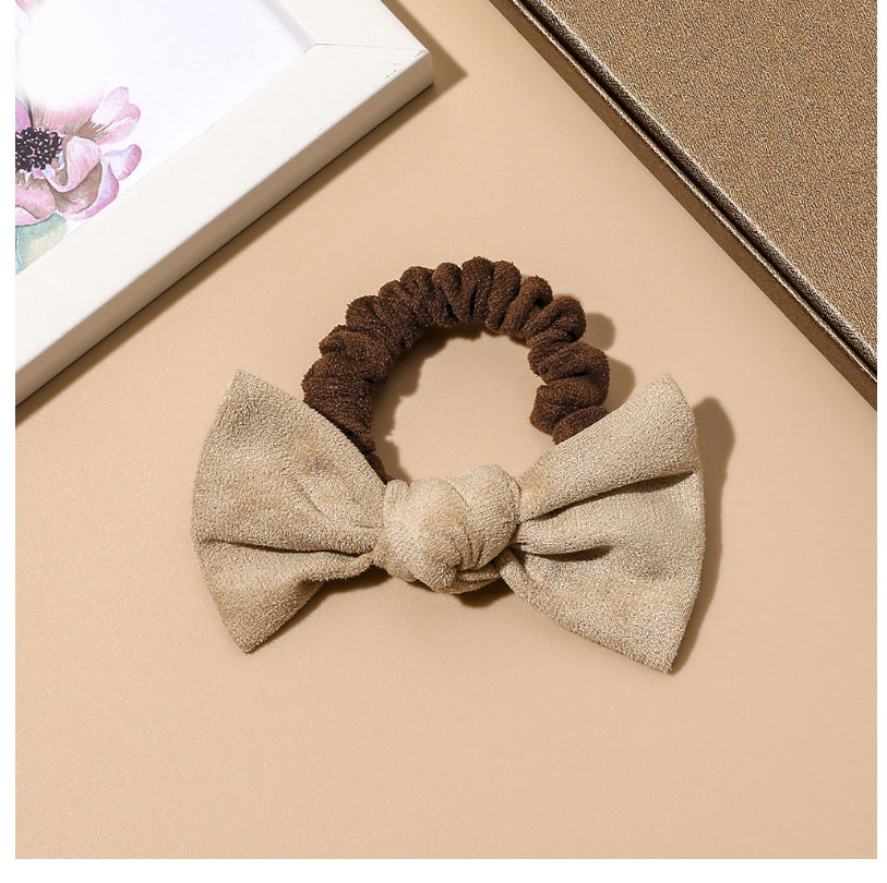 Fashion Milk Coffee Suede Color Matching Bow Hair Tie,Hair Ring