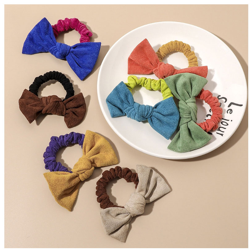 Fashion Deep Coffee Suede Color Matching Bow Hair Tie,Hair Ring