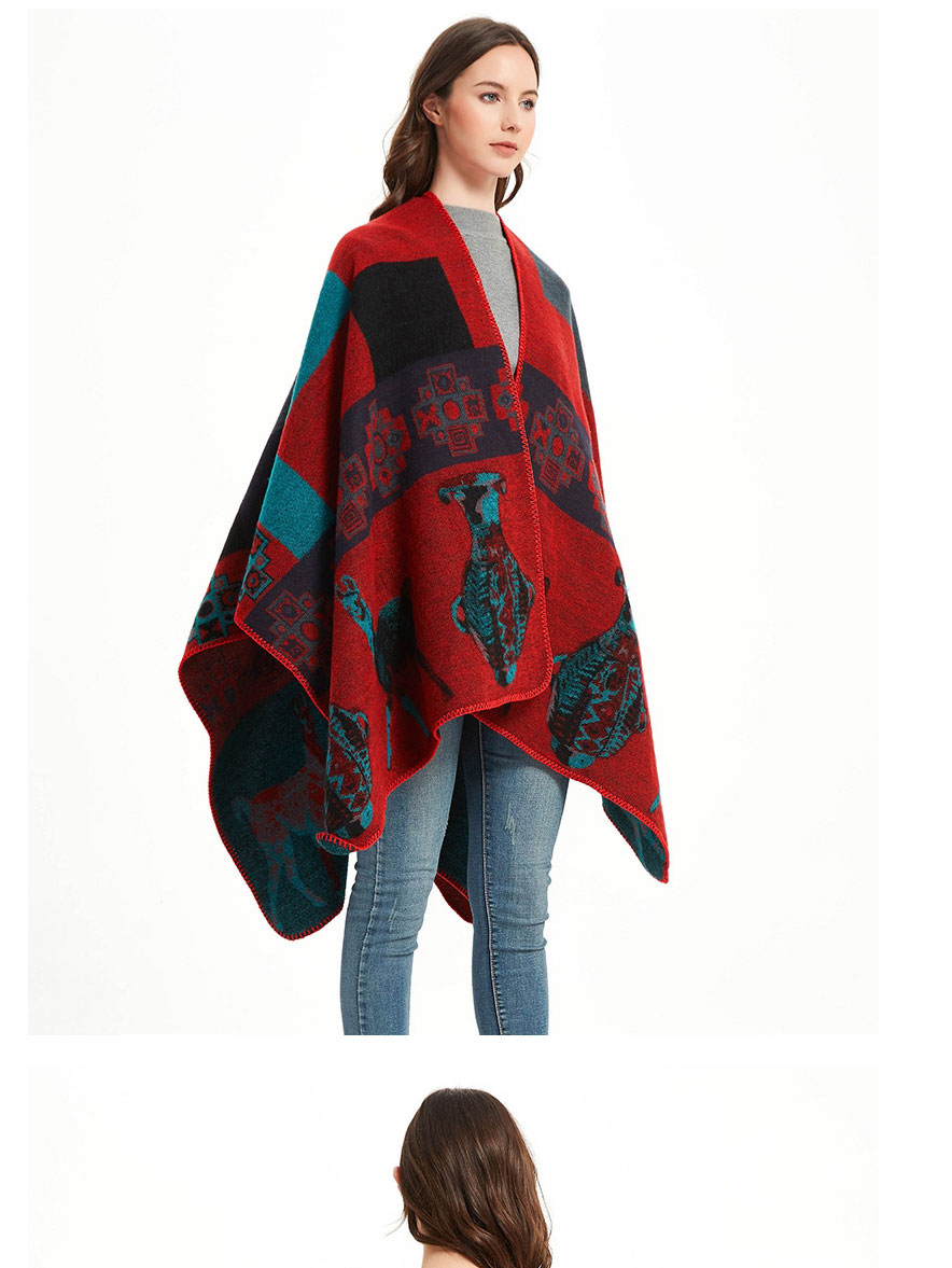 Fashion Sh25-02 Gray Geometric Jacquard Split Shawl,knitting Wool Scaves