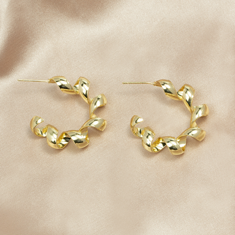 Fashion Gold Color Alloy Geometric Twisted Earrings,Hoop Earrings