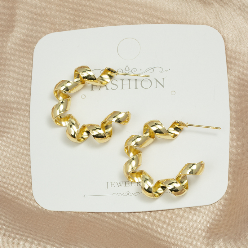 Fashion Gold Color Alloy Geometric Twisted Earrings,Hoop Earrings