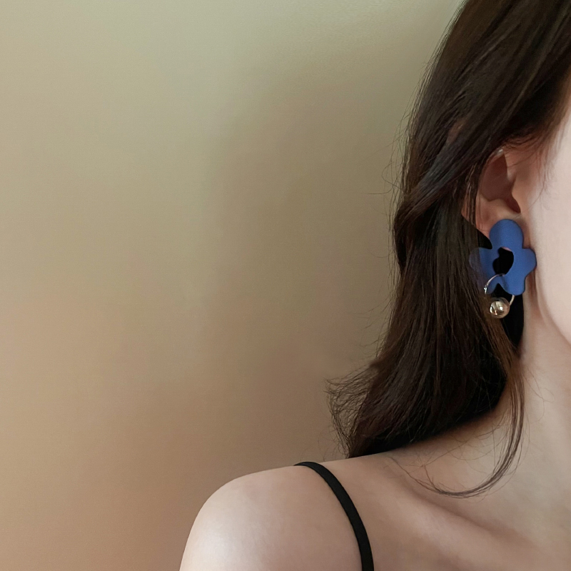 Fashion Blue Alloy Geometric Flower Earrings,Stud Earrings