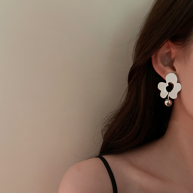 Fashion White Alloy Geometric Flower Earrings,Stud Earrings