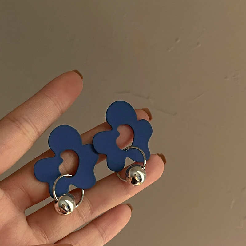 Fashion Blue Alloy Geometric Flower Earrings,Stud Earrings