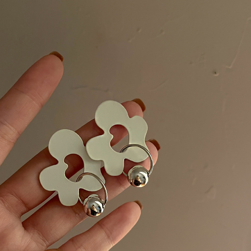 Fashion White Alloy Geometric Flower Earrings,Stud Earrings