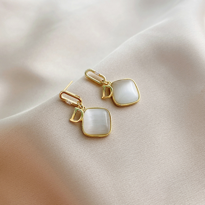 Fashion Gold Color Alloy Square Opal Stud Earrings,Stud Earrings