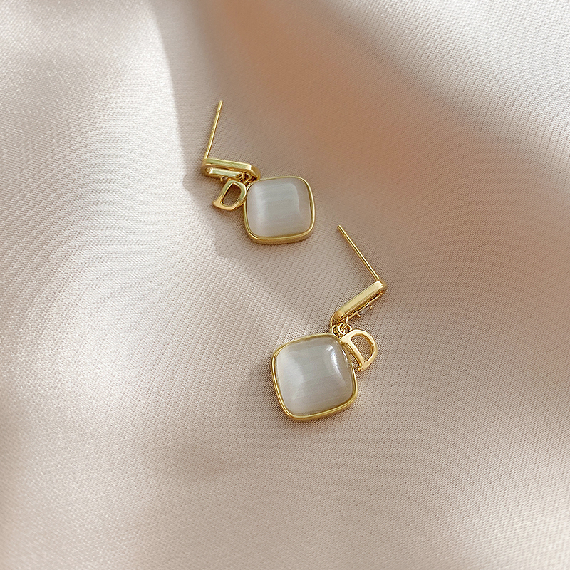 Fashion Gold Color Alloy Square Opal Stud Earrings,Stud Earrings