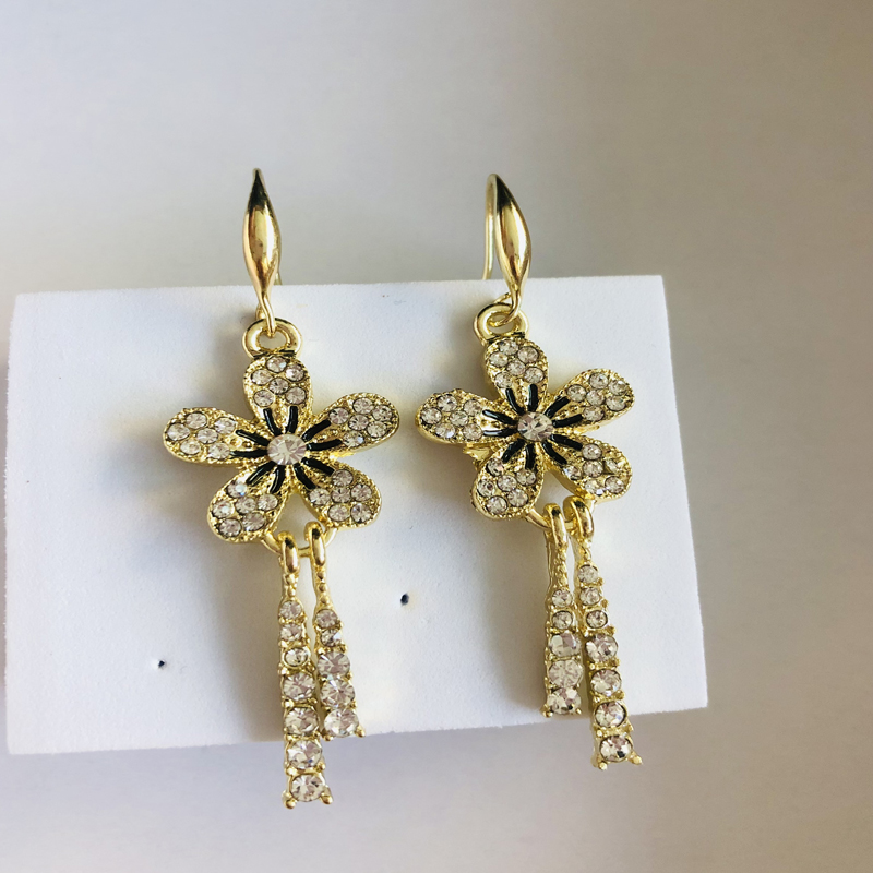 Fashion Gold Color Alloy Flower Tassel Earrings,Drop Earrings