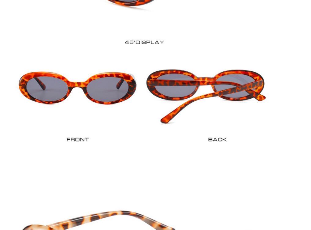 Fashion Leopard Frame Gray Piece Oval Small Frame Sunglasses,Women Sunglasses
