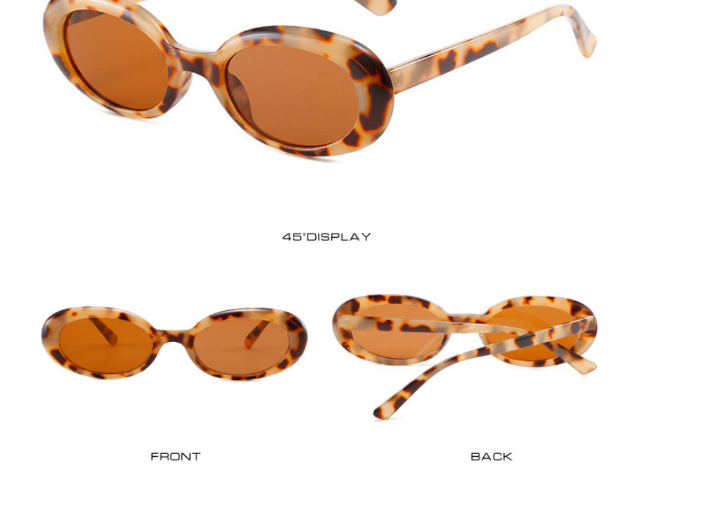 Fashion Leopard Frame Gray Piece Oval Small Frame Sunglasses,Women Sunglasses