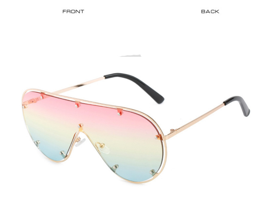 Fashion Gold Color Frame Pink Yellow Green Studded Toad Large Frame Sunglasses,Women Sunglasses