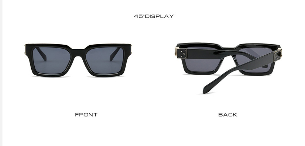Fashion Black Frame Gray Piece (silver Color Accessory) Large Square Frame Sunglasses,Women Sunglasses