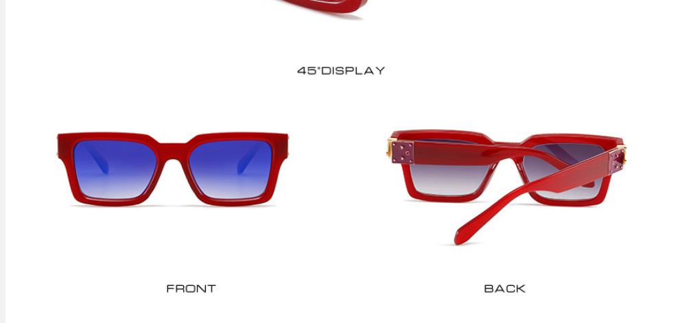 Fashion Red Frame And Blue Film Large Square Frame Sunglasses,Women Sunglasses