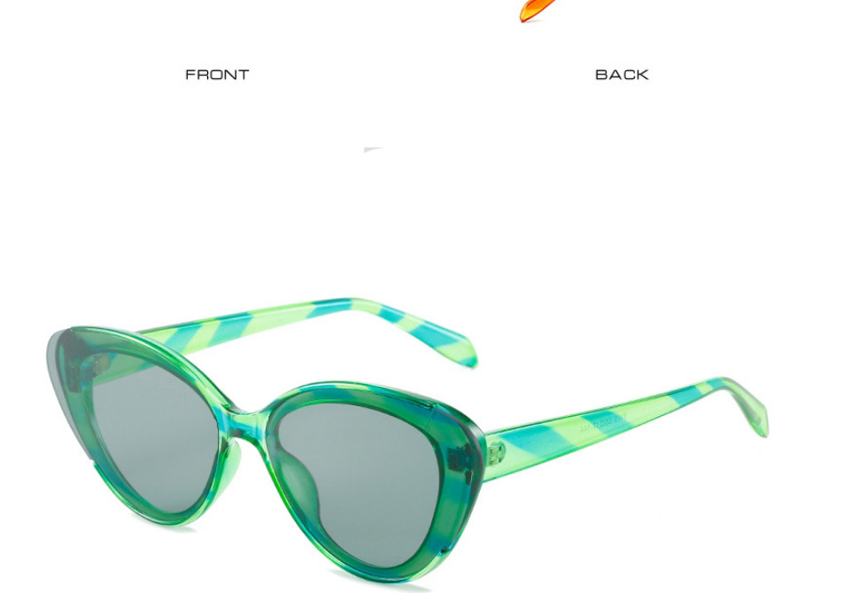 Fashion Green Striped Gray Flakes Pc Cat Eye Sunglasses,Women Sunglasses