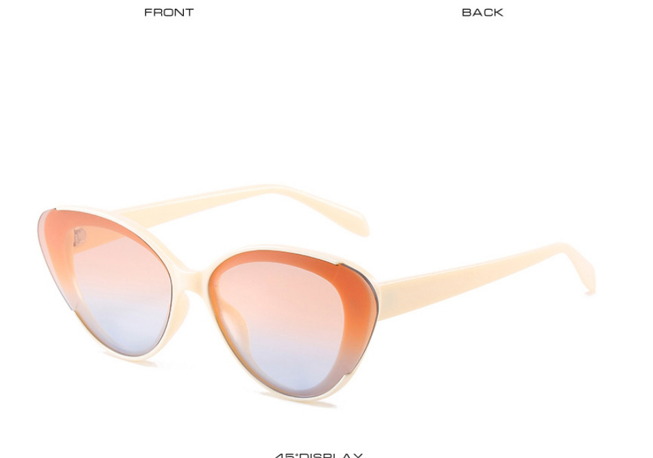 Fashion Beige Frame Tea Blue Film Pc Cat Eye Sunglasses,Women Sunglasses