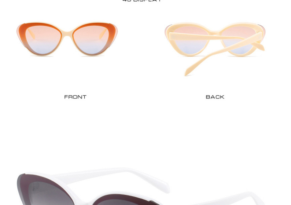 Fashion Yellow Striped Tea Chips Pc Cat Eye Sunglasses,Women Sunglasses